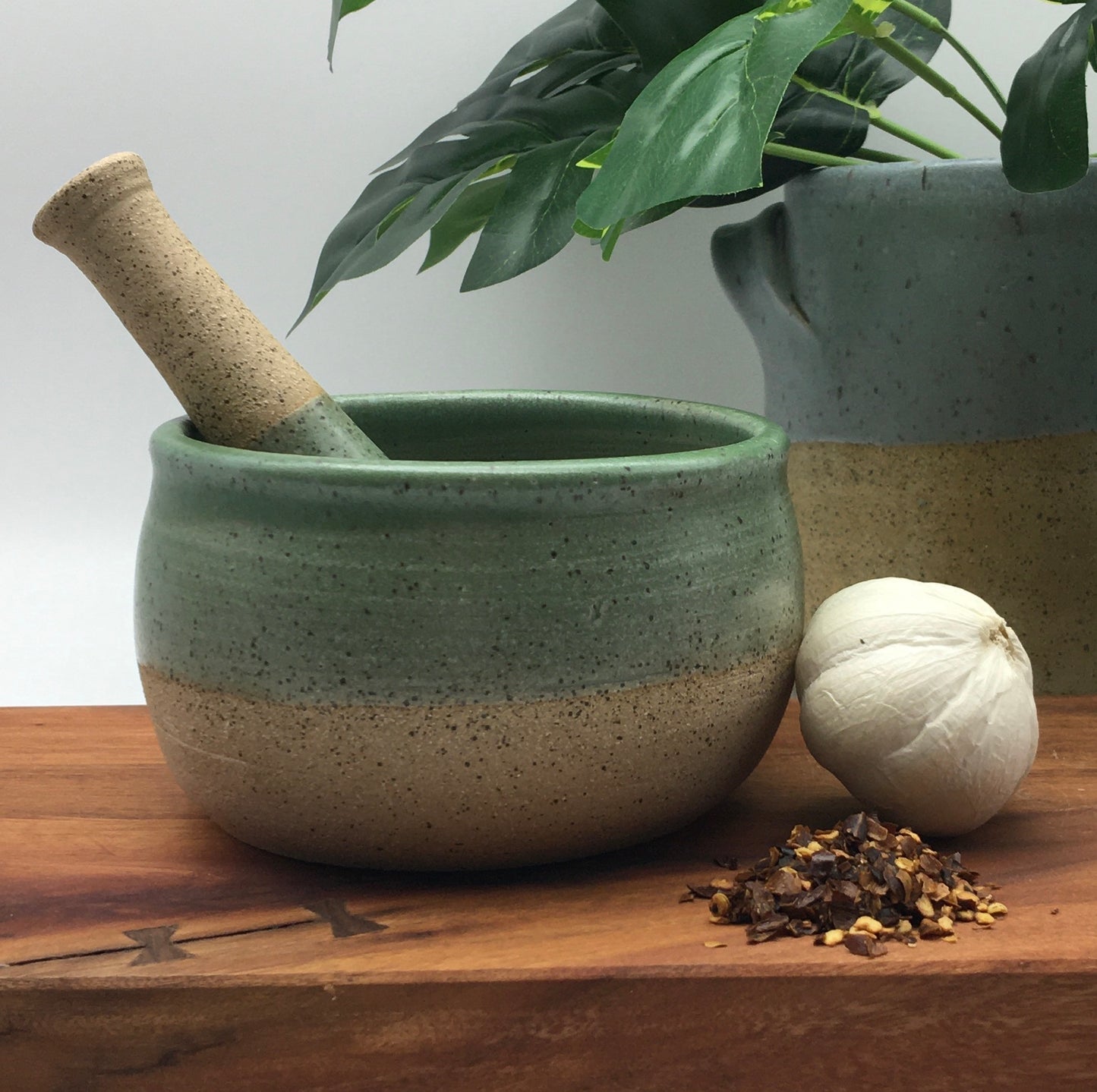 Mortar & Pestle, Wheel Thrown Pottery Mortar and Pestle